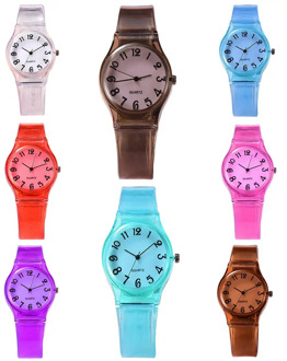 Children Candy Color Watches Big Number Round Dial Silicone Band Quartz Wrist Watch for Kids Girls Wristwatch тонкие часы