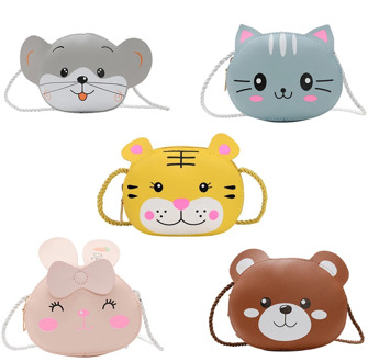 Children Cartoon Animal Shoulder Bag Plush Purse Messengers Bags Handbag Round Zipper Crossbody Bags Shoulder Bag cute shape