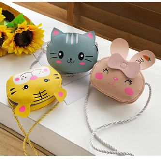 Children Cartoon Animal Shoulder Bag Plush Purse Messengers Bags Handbag Round Zipper Crossbody Bags Shoulder Bag cute shape