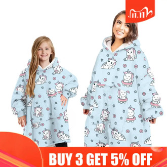 Children Clothes Parent-Child Wear Women Oversized Hoodie Fleece Warm Hoodies Sweatshirts Giant Tv Blanket Women Hoody Robe 8Y