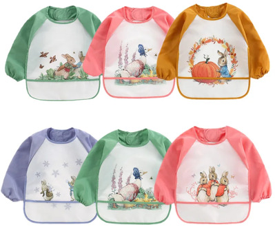 children eating long-sleeved apron bib baby EVA soft waterproof cartoon anti-wear anti-dirty clothes
