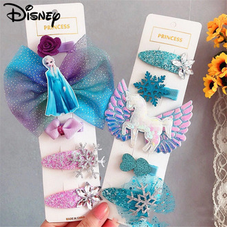Children Hair Accessories Sets Disney Frozen 2 Princess Hair Pins Snowflake BB Clips Cute Sweet Bowknot Hair Clip For Girl Gifts