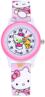Children's Cartoon Watch Girls Cute Hello Kitty Women Kids Watch Students Silicone Creative Quartz Sports Wrist Watches Clock
