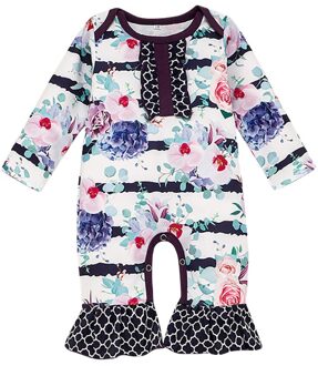 Children's clothing baby long sleeve round neck printed lace pajamas jumpsuit printed pajamas one piece clothing кигуруми 40* 6m