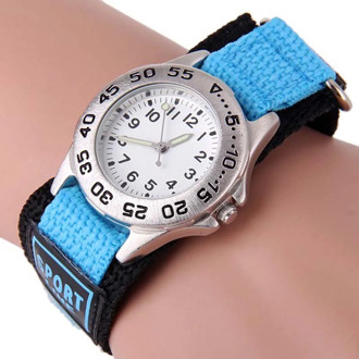 Children's fashion Sport wrist Watch Children Luminous Quartz Watch with Rotatable Bezel Round Dial Nylon Band