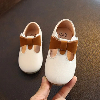Children's Flats New Butterfly-knot Princess Party Performance Shoes Big Student Girl Shoes for Kids Soft Sole Leather Flats