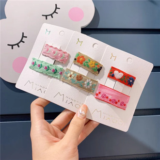 Children's Hair Accessories Girls Favorite Heart Lace Embroidery Flower Baby Hairpin Sweet Princess Girl Hairpin Set