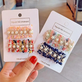 Children's hair clips, handmade pearl baby hair clips, girls side clips