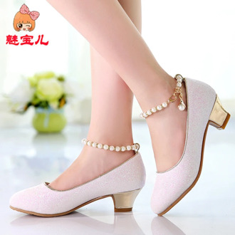 Children's high heeled princess shoes dance shoes children performance single shoes students high heels fall