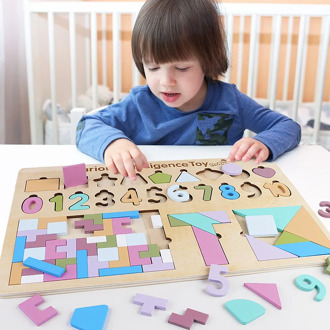 Children's Jigsaw Puzzle Wooden Toys Shapes Number Board Kids Early Educational Toys Puzzle Creative Jigsaw Baby Gifts