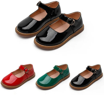 Children's leather shoes for student Girls princess shoes kids School performance chaussure fille black red green 3 4 5 6 7-13T