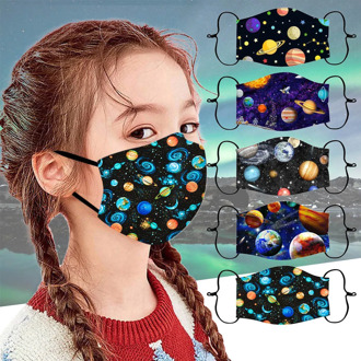 Children's Mask Reusable Mask Space Planet Mask for Kids Washable Face Mask Cloth Mouth Caps Ear Hook Mouth-muffle masque