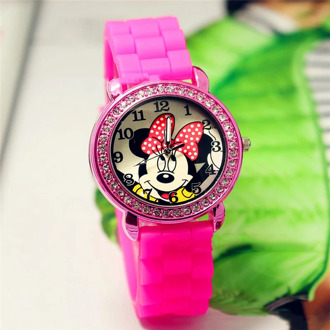 Children's silicon crystal cartoon watch with diamond color adjustable lovely children's Watch gifts for girls girls watch