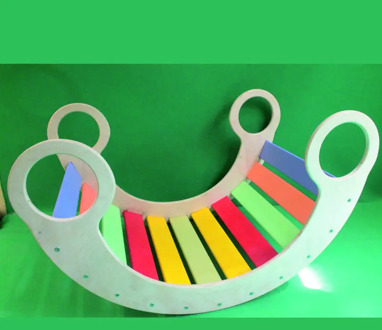 Children's slide-rocking chair red color for all ages. Rocking Chair for children, rocking chair Rainbow, slide-bridge made of wood