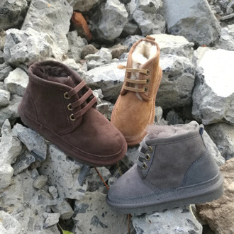 Children's snow boots Real sheepskin fur wool integrated material boys and girls winter australian warm Kids shoes antiskid