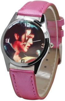 Children's Watch Classic Cartoon Elvis Quartz Movement Boy Sports Clock Girl Pink Leather Casual Bracelet Relogio