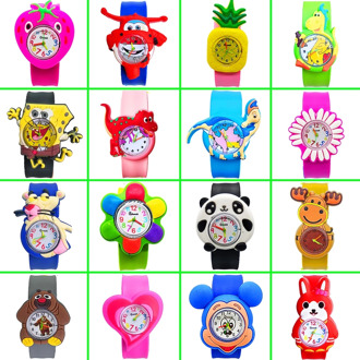 Children's Watches Cartoon Panda/Dinosaur/SpongeBob/Mickey/Flowers Toys Slap Patted Wrist Clock Kids Watch Children Quartz Watch