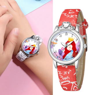 Children's Watches Cartoons Queen Crown Printing Leather Strap Child Watch For Christmas Thanksgiving Present Часы Женские