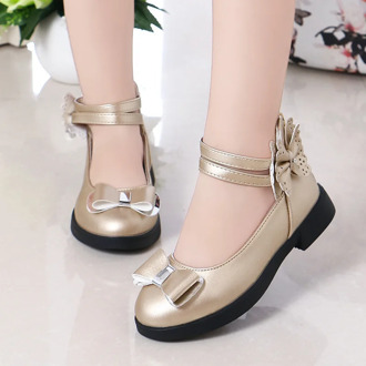 Children Shoes Kids Flats Girls Leather Shoes With Bow Butterfly-knot Fashion Princess Wedding Party Dancing Model Show Shoes