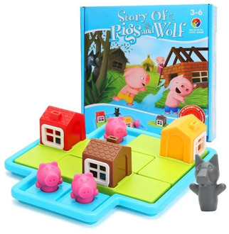 Children Smart Hide&Seek Board Games Three Little Piggies 48 Challenge with Solution Game IQ Training Toys For Kids Thinking
