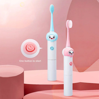 Children Sonic Electric Toothbrush USB Rechargeable Cartoon Pattern Brush Teeth With Replacement Head For Kids 3-12 year