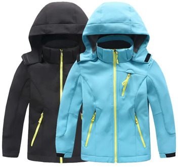 Children Sports Polar Fleece Jacket Waterproof Windproof Soft Shell Kis Hooded Outdoor Boys Girls Trekking Camping Hiking Coat