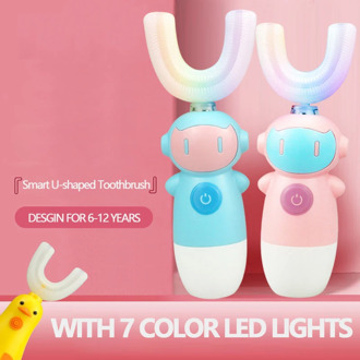 Children U type Electric Toothbrush With LED Light Automatic Ultrasonic Mini Tooth Brush Heads Teeth Cleaning For kids