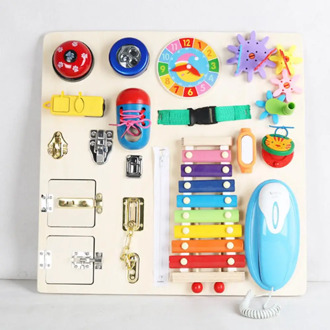 Childrens Montessori Teaching Toys Baby Busy Board Shoelaces Unlocking Early Education Activity Board Skills Toys Christmas Gift