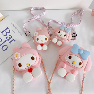 Childrens Soft Silicone Bag Fashion Cartoon Messenger Crossbody Bag Large Capacity Phone Bag Princess Girls Portable Coin Wallet