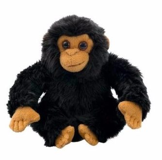 Chimpansee aap knuffeltje/knuffeldier - zwart - stof - 18 cm - Knuffel bosdieren