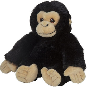 Chimpansee knuffel - 16 cm - pluche aap - zwart - zacht