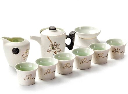 China Kung Fu Thee Set Prachtige Transparante Porselein Theepot en Kopjes Thee Thee Ketel Beste Chinese Keramische Ambachten B021