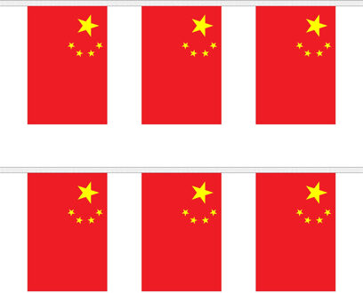 China landen thema vlaggetjes - 900 cm - Slingers versiering - Polyester Multi