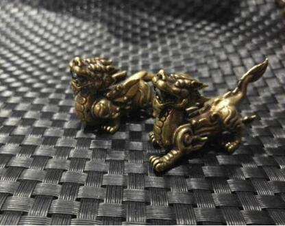 China 'S Archaize Messing God Beest Kleine Standbeeld Een Paar 5Cm