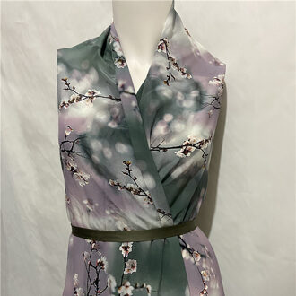 China Stijl Pure Zijde Stof Verf Zijden Crêpe De Chine Stof Voor Jurk En Kleding, SCDC1314 1 yard