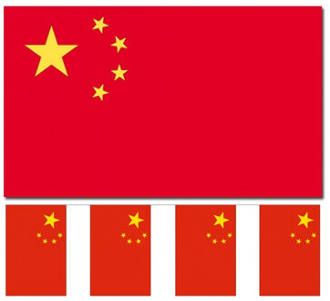 China versiering/feestartikelen set - vlag 90 x 150 cm - vlaggenlijn van 300 cm - landen