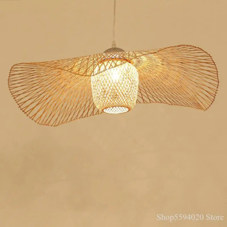 Chinese Bamboo Pendant Light Weaving Wicker Rattan Shade E27 Lamps for Living Room Bedroom Dining Home Decor Indoor Lighting