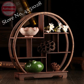 Chinese Bogut Frame Solid Wood Teapot Tea Set Rack Small Chicken Wing Wood Display Stand Home Decorative Shelves