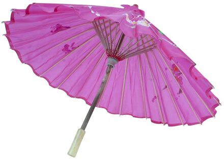 Chinese decoratie paraplu roze met bloemen