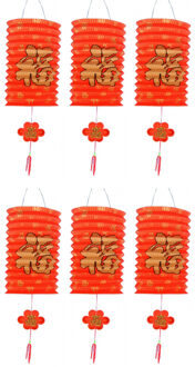 Chinese gelukslampion - 6x - crepe papier - 20 cm - Aziatisch thema