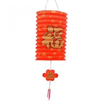 Chinese gelukslampion - crepe papier - 20 cm - Aziatisch thema - rood - Feestlampionnen