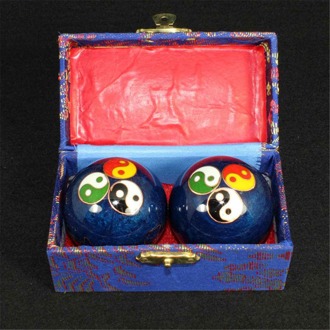 Chinese Gezondheid Dagelijkse Meditatie Ballen hand vinger Oefening Stress Baoding Ballen Ontspanning Therapie Massage Handballs 47mm Blauw