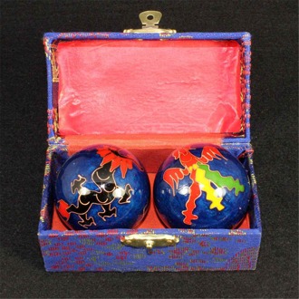 Chinese Gezondheid Dagelijkse Meditatie Ballen hand vinger Oefening Stress Baoding Ballen Ontspanning Therapie Massage Handballs 47mm diep blauw