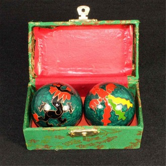 Chinese Gezondheid Dagelijkse Meditatie Ballen hand vinger Oefening Stress Baoding Ballen Ontspanning Therapie Massage Handballs 47mm leger groen