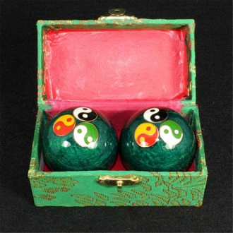 Chinese Gezondheid Dagelijkse Meditatie Ballen hand vinger Oefening Stress Baoding Ballen Ontspanning Therapie Massage Handballs 47mm licht groen