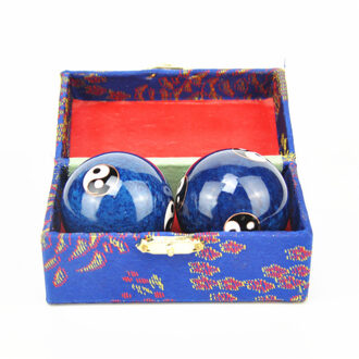 Chinese Gezondheid Meditatie Ballen Hand Vinger Oefening Stress Baoding Ontspanning Therapie Yin Yang Handballs blauw Taiji