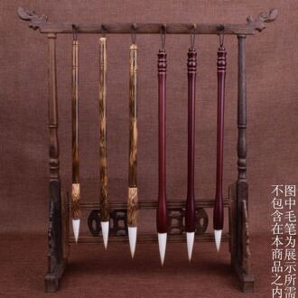 Chinese Houten Kwast Pen Stand Dragon Hoofd Gesneden Stijl 12-Hanger Penhouder B
