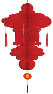 Chinese lampion hangdecoratie 90 x 60 cm - Rood - Thema versieringen landen