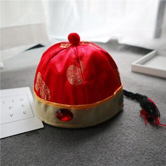 Chinese Mode Baby Keizer Cap Prestaties Chinese Kostuums Kind Kleding Oude Kostuum Zuigeling Kinderen Hoed DS19 rood / M