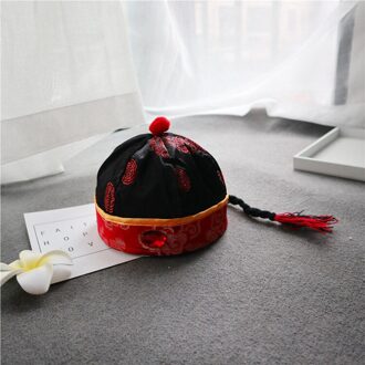 Chinese Mode Baby Keizer Cap Prestaties Chinese Kostuums Kind Kleding Oude Kostuum Zuigeling Kinderen Hoed DS19 zwart / M